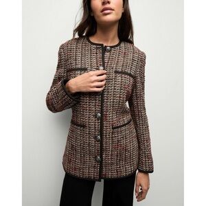 NWOT Veronica Beard Dickey Tweed Wool-Blend Watkins Collarless Jacket